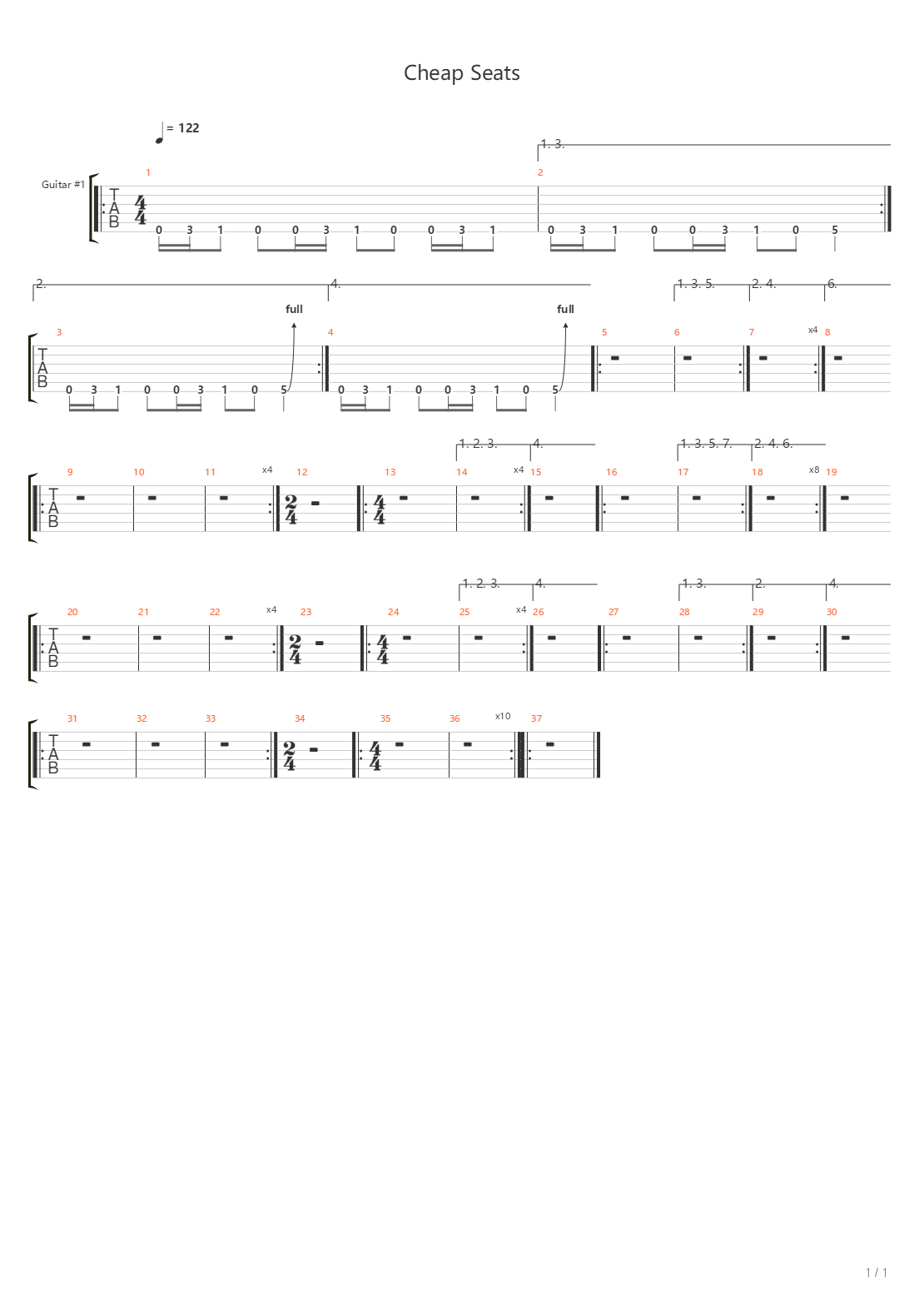 Cheap Seats吉他谱