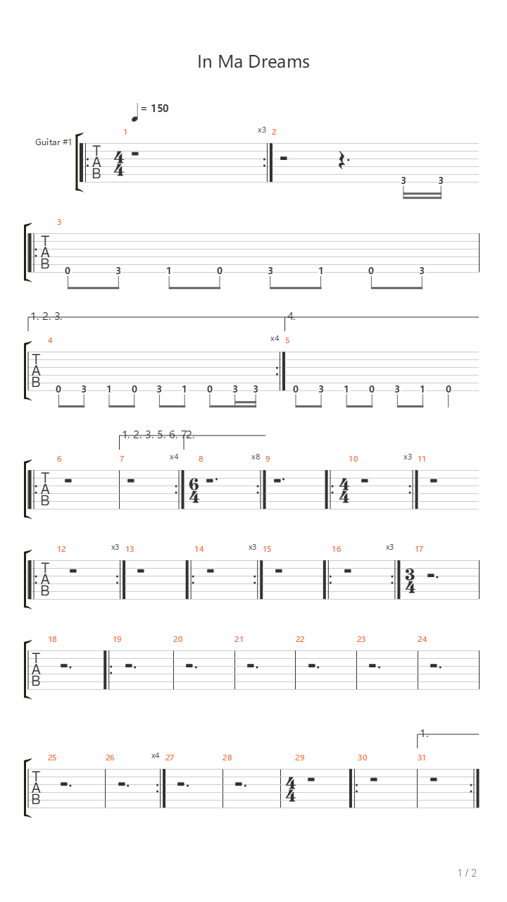 In Ma Dreams吉他谱