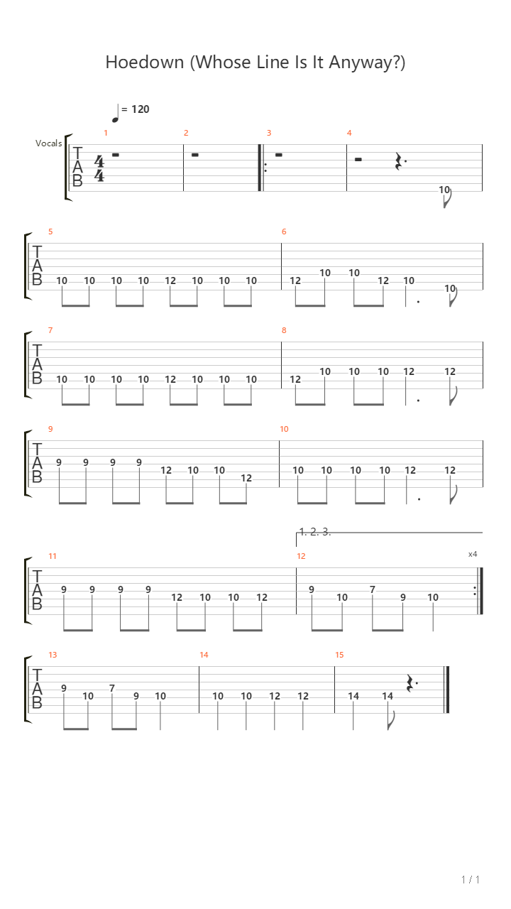 Hoedown Whose Line Is It Anyway吉他谱