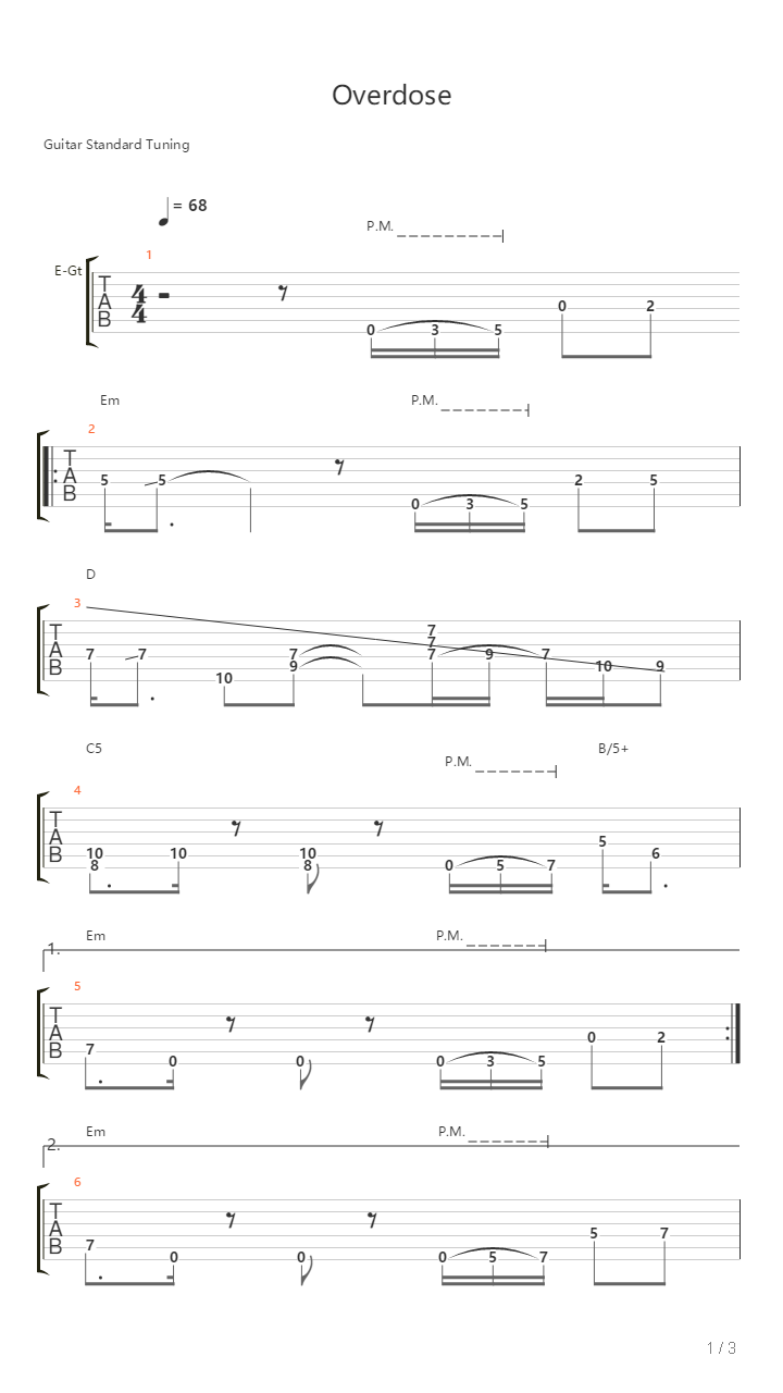 Overdose吉他谱