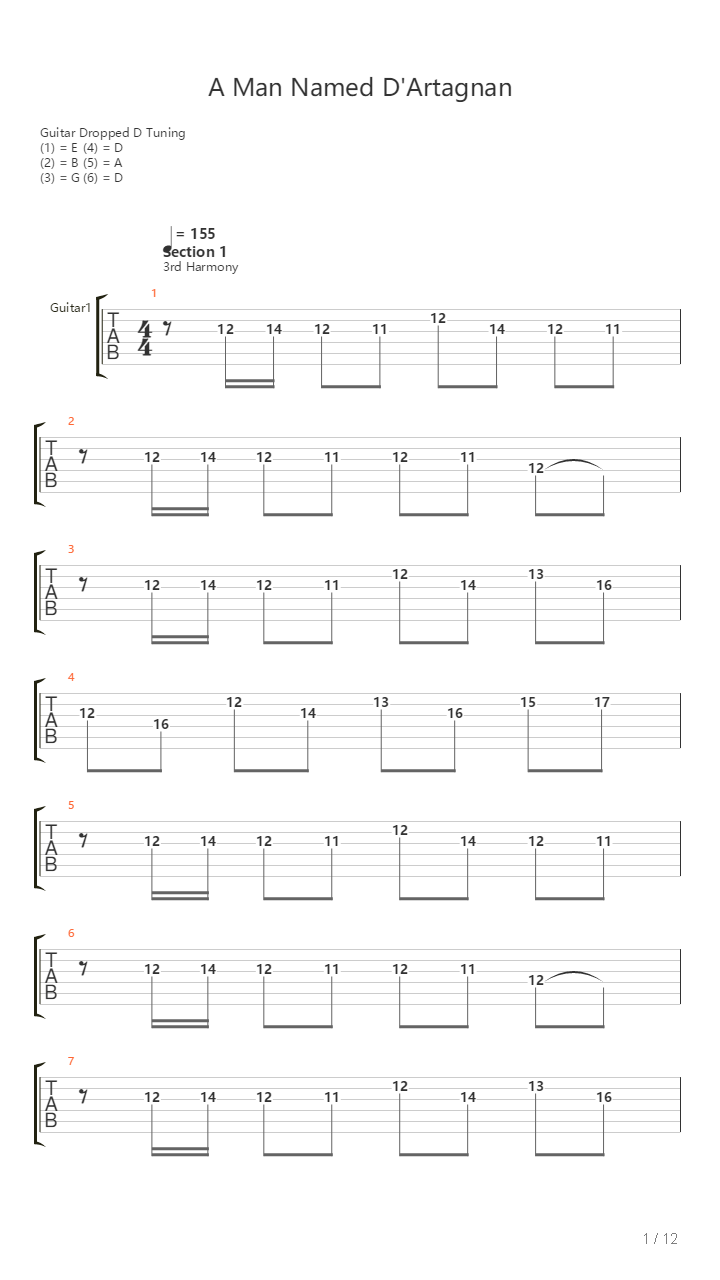 A Man Named Dartagnan吉他谱