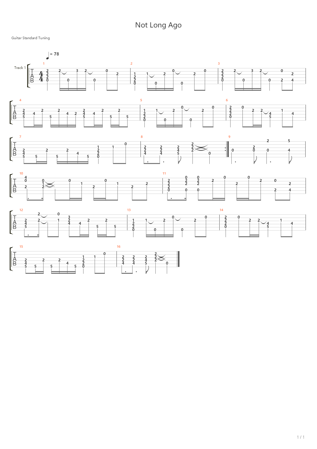 Not Long Ago吉他谱