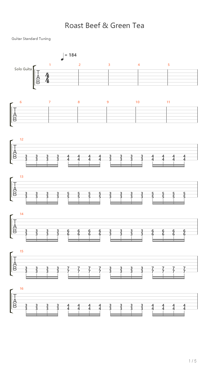 Roast Beef Green Tea吉他谱