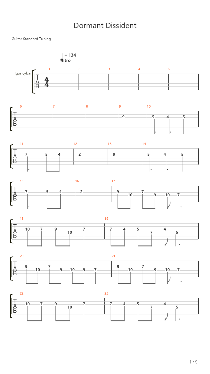 Dormant Dissident吉他谱