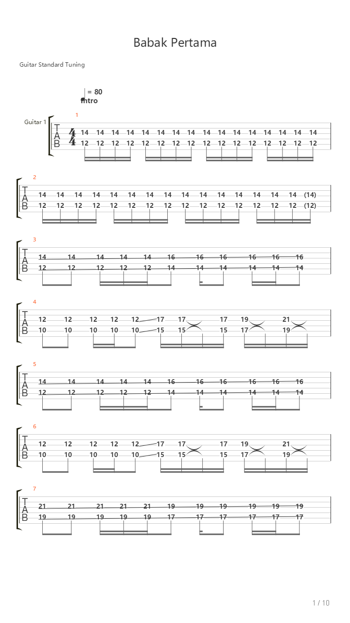 Babak Pertama吉他谱