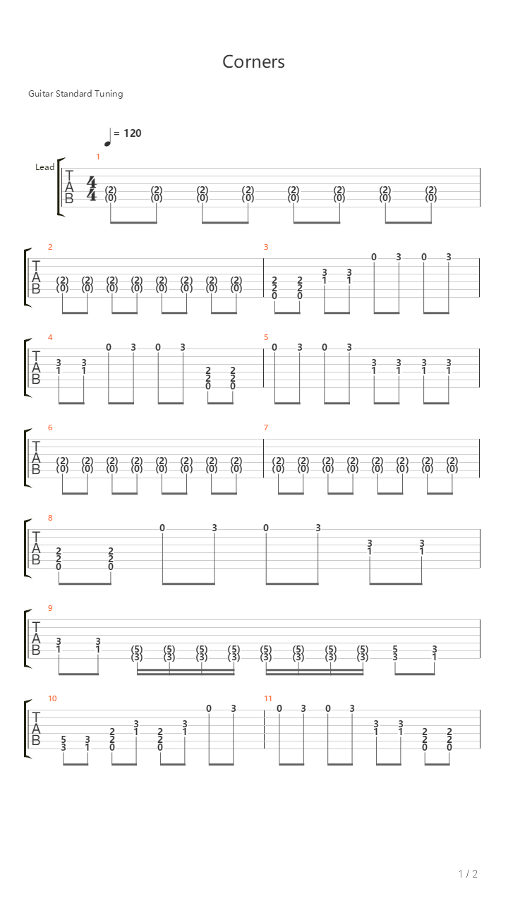 Corners吉他谱