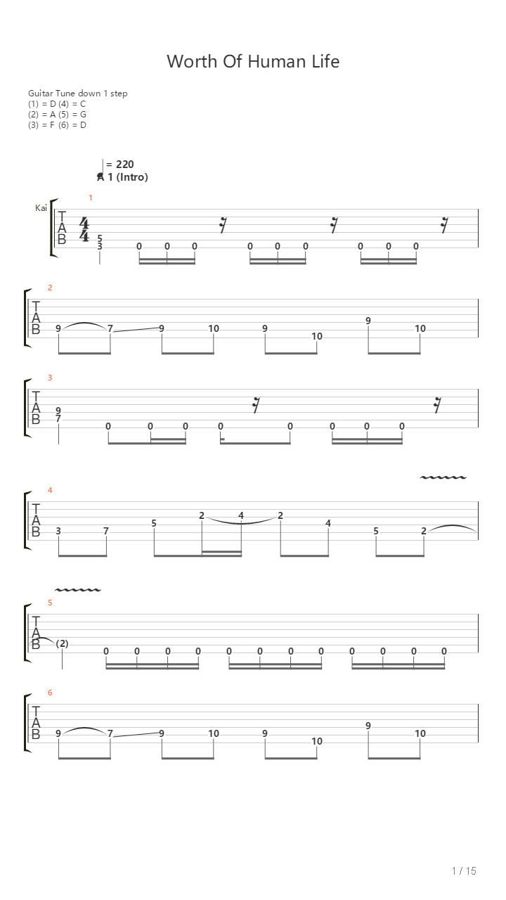 Worth Of Human Life吉他谱