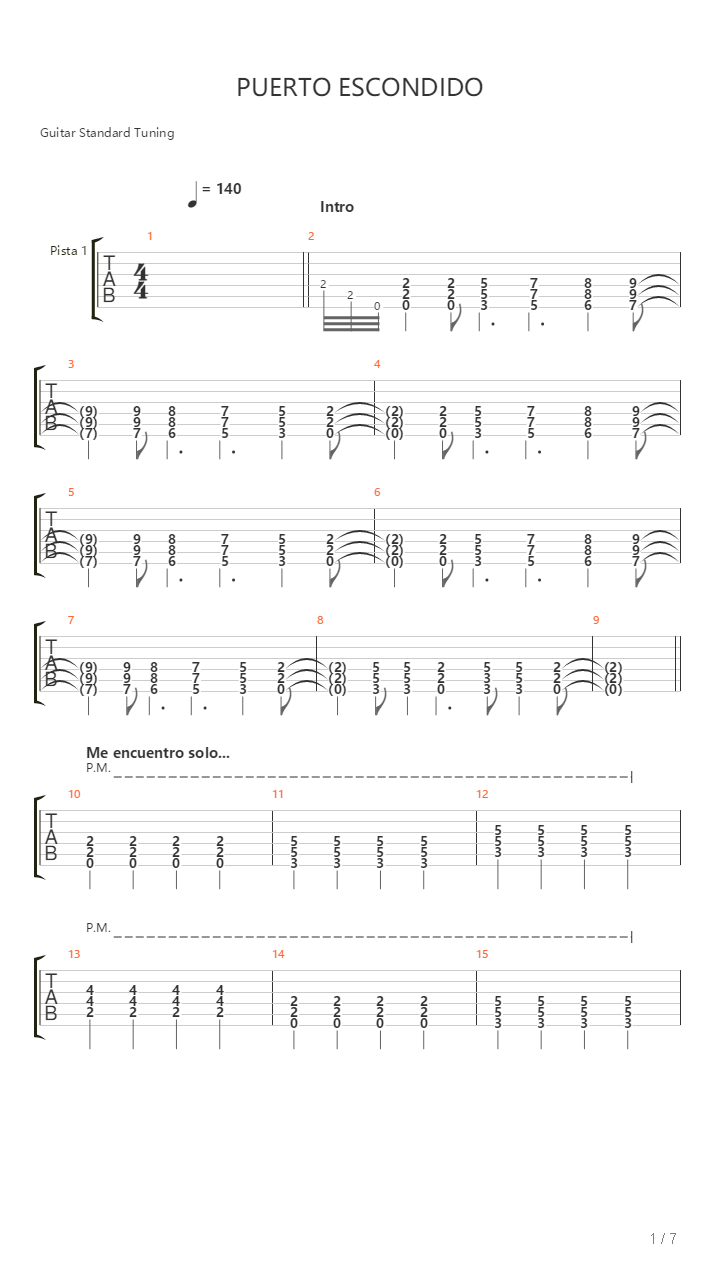 Puerto Escondido Frente A La Locura吉他谱