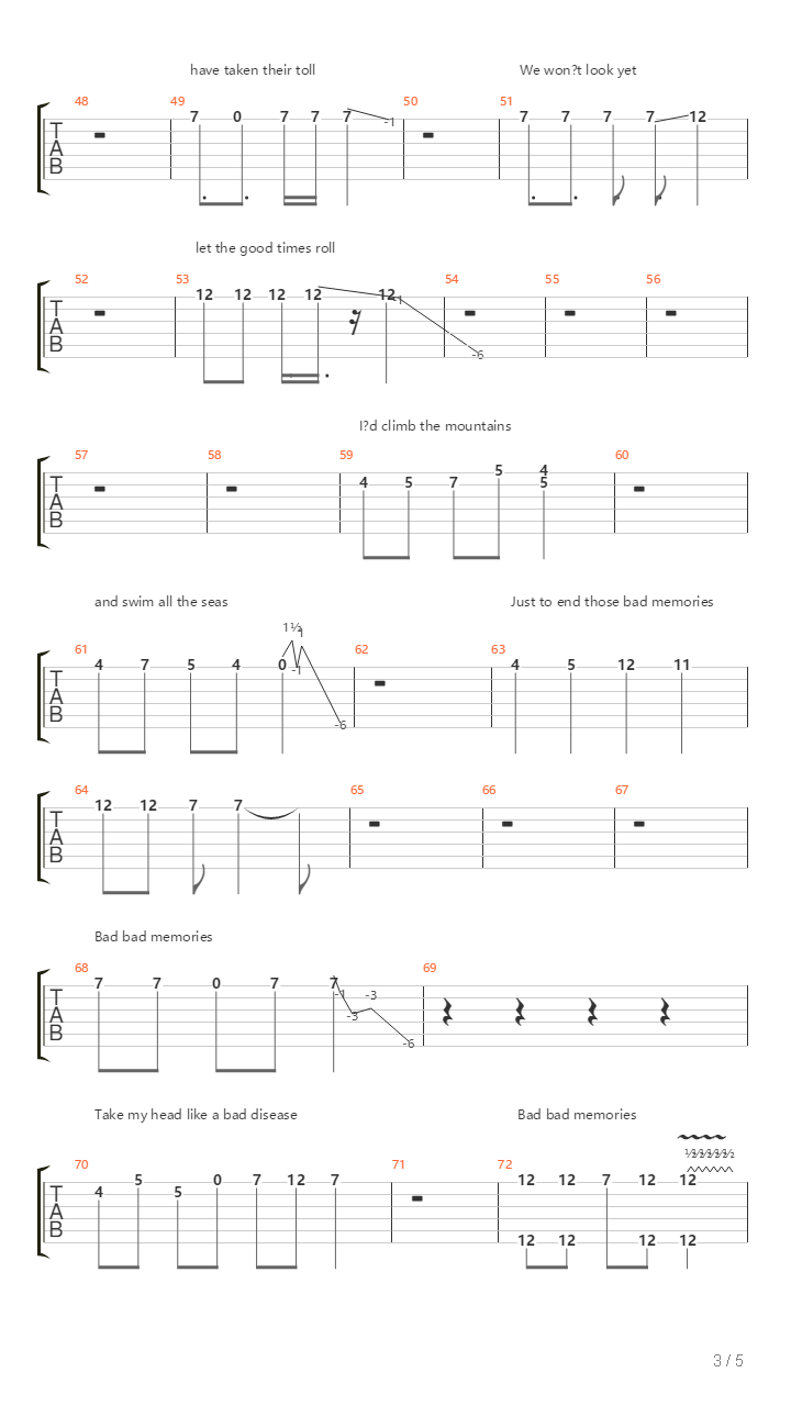 Bad Memories吉他谱