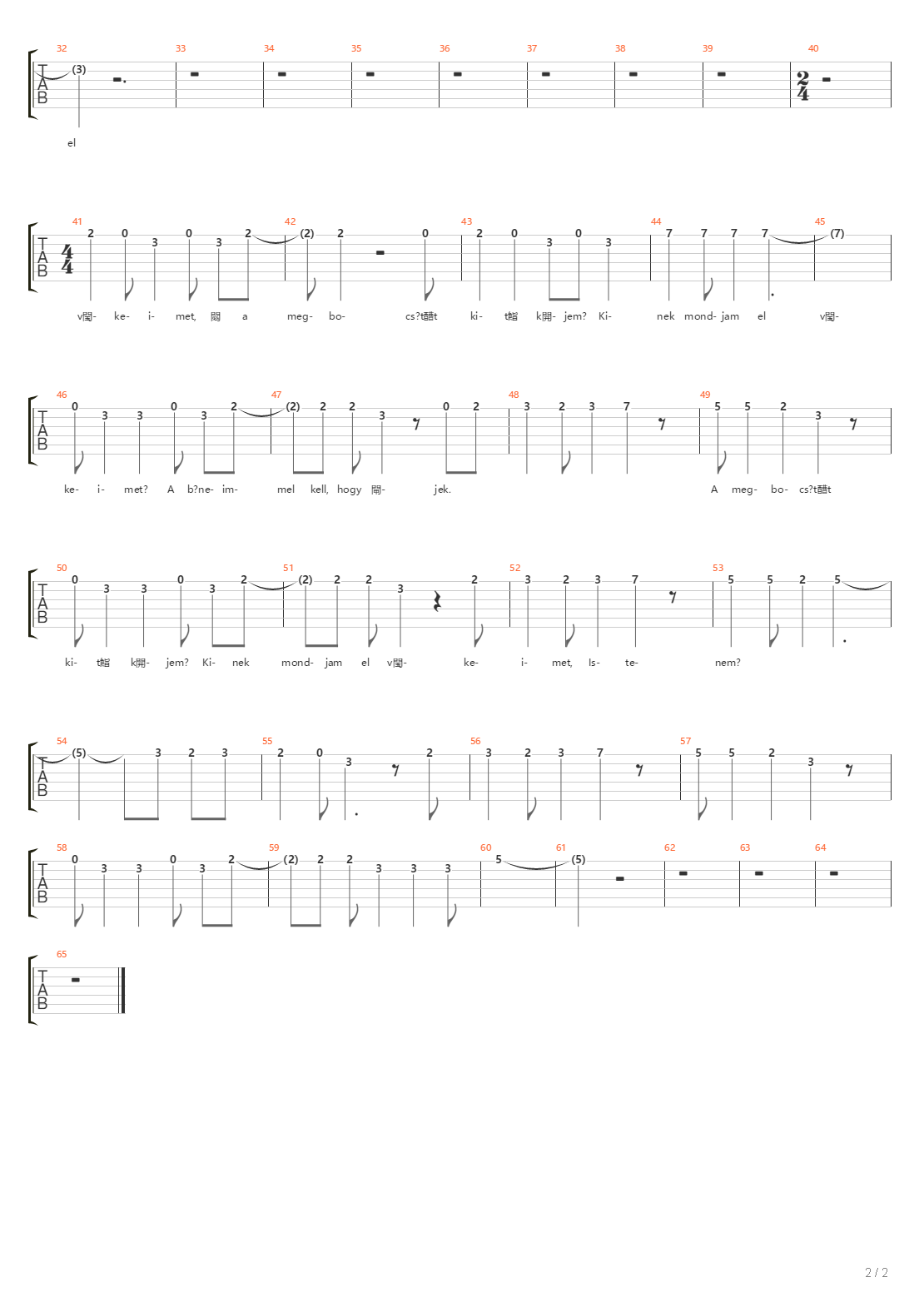 Kinek Mondjam El Vetkeimet吉他谱