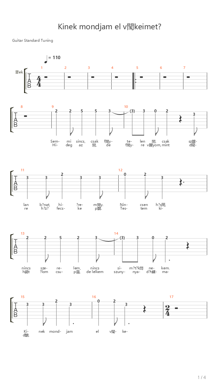 Kinek Mondjam El Vetkeimet吉他谱