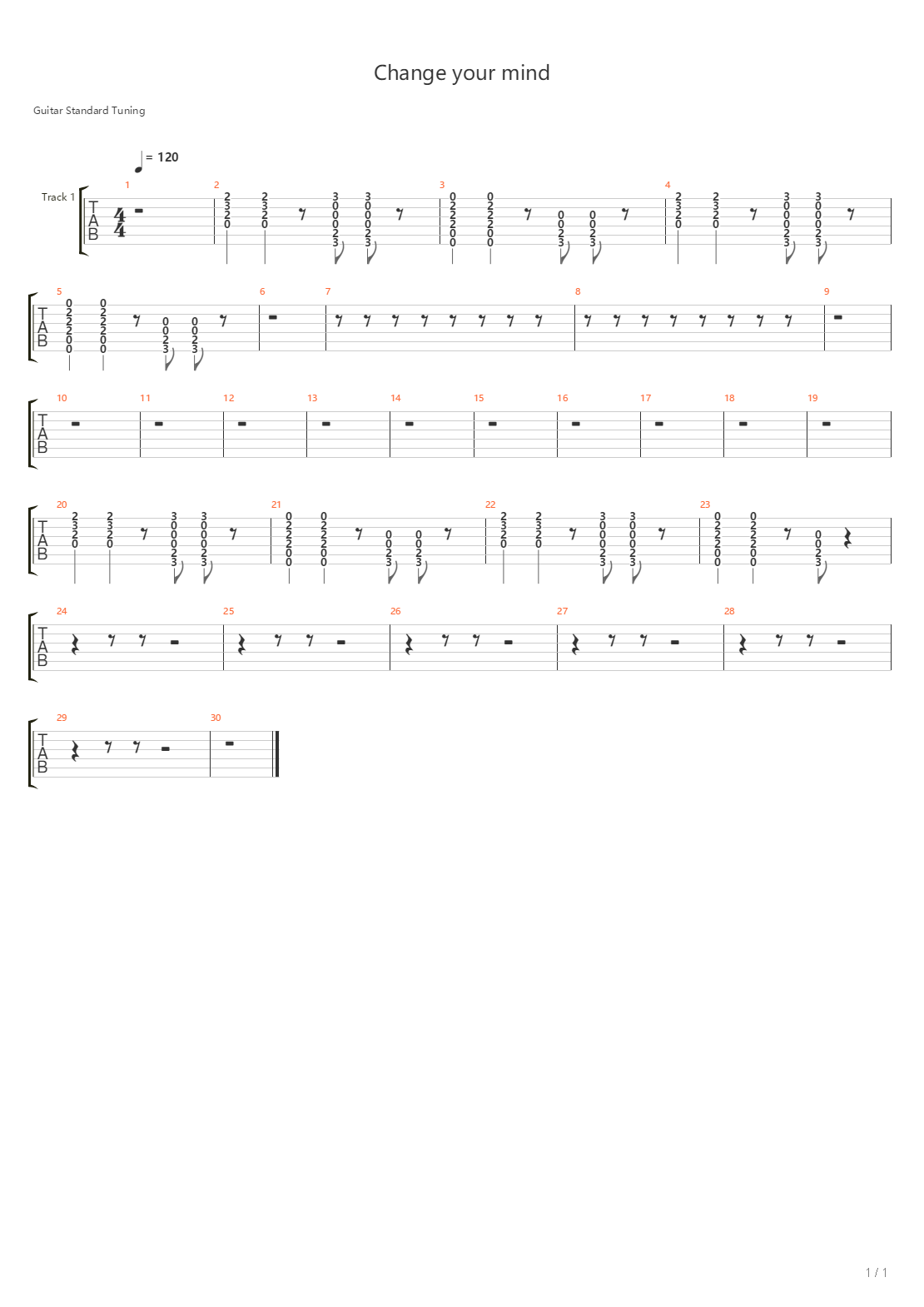 Change Your Mind吉他谱