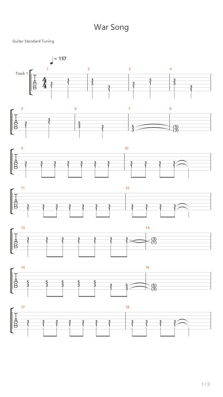 War Song吉他谱