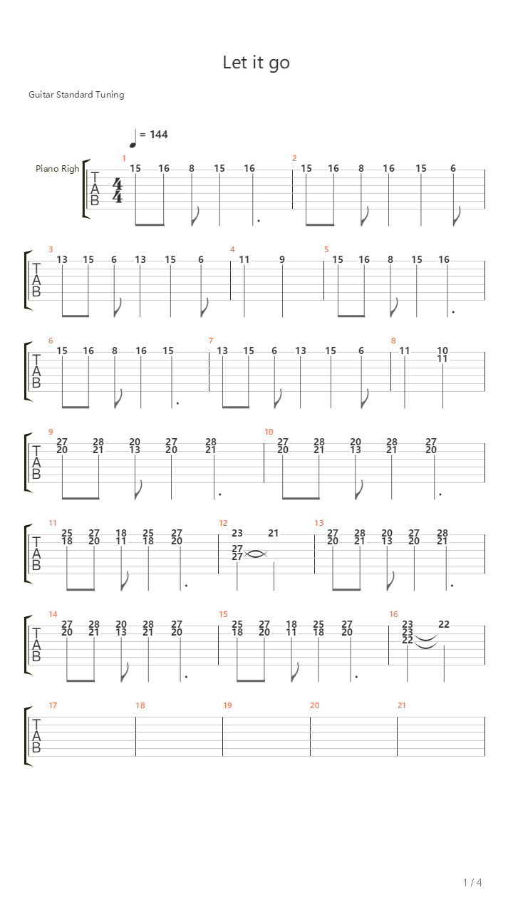 Let It Go Heavy Metal Version吉他谱