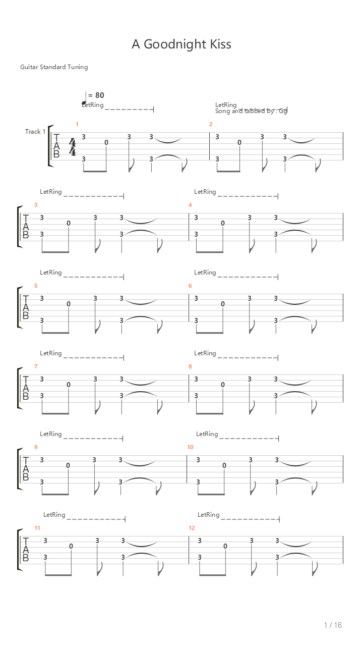 A Goodnight Kiss吉他谱