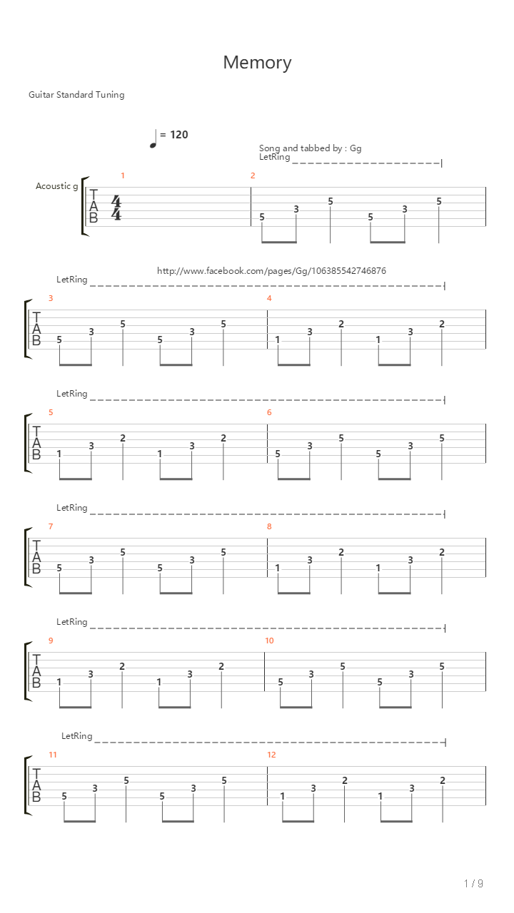 Memory吉他谱