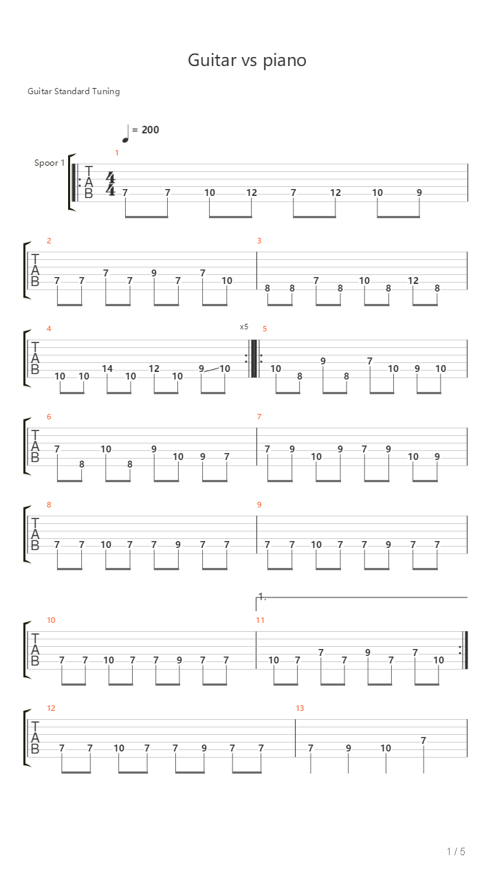 Guitar Vs Piano吉他谱