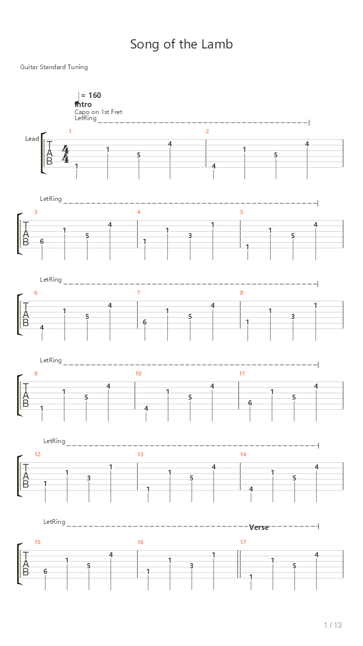 Song Of The Lamb吉他谱