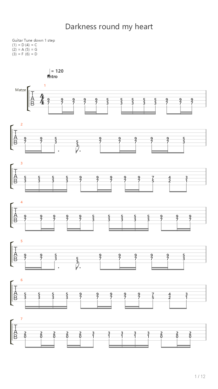 Darkness Round My Heart吉他谱