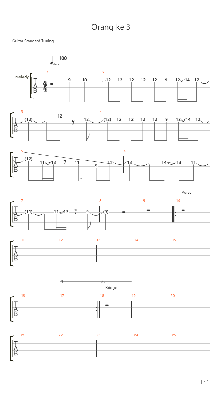 Orang Ke 3吉他谱