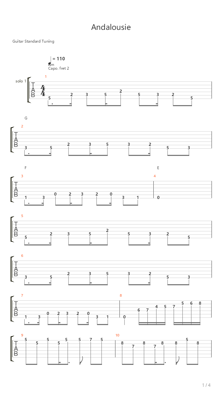 Andalousie吉他谱