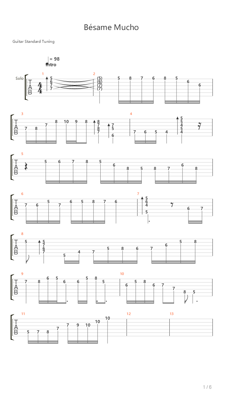Besame Mucho吉他谱