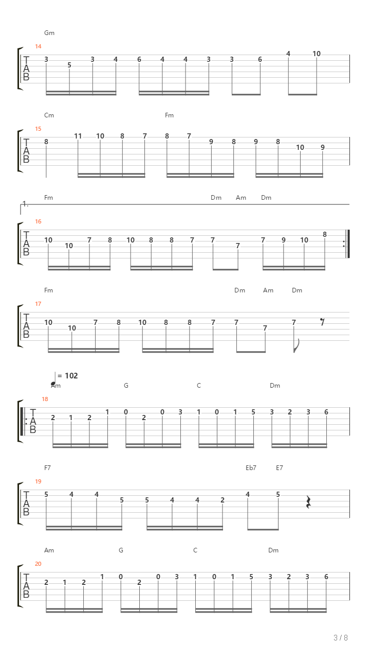 Cascades Of Sins吉他谱