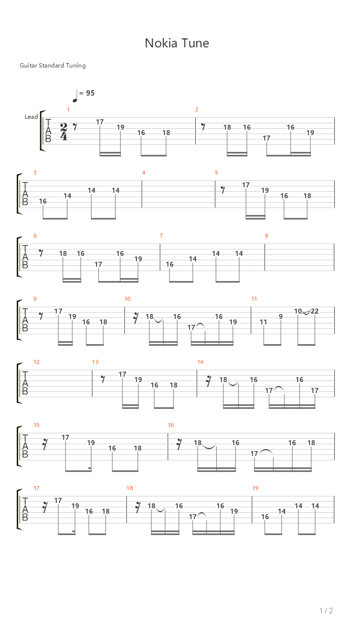 Nokia Rock Tone吉他谱