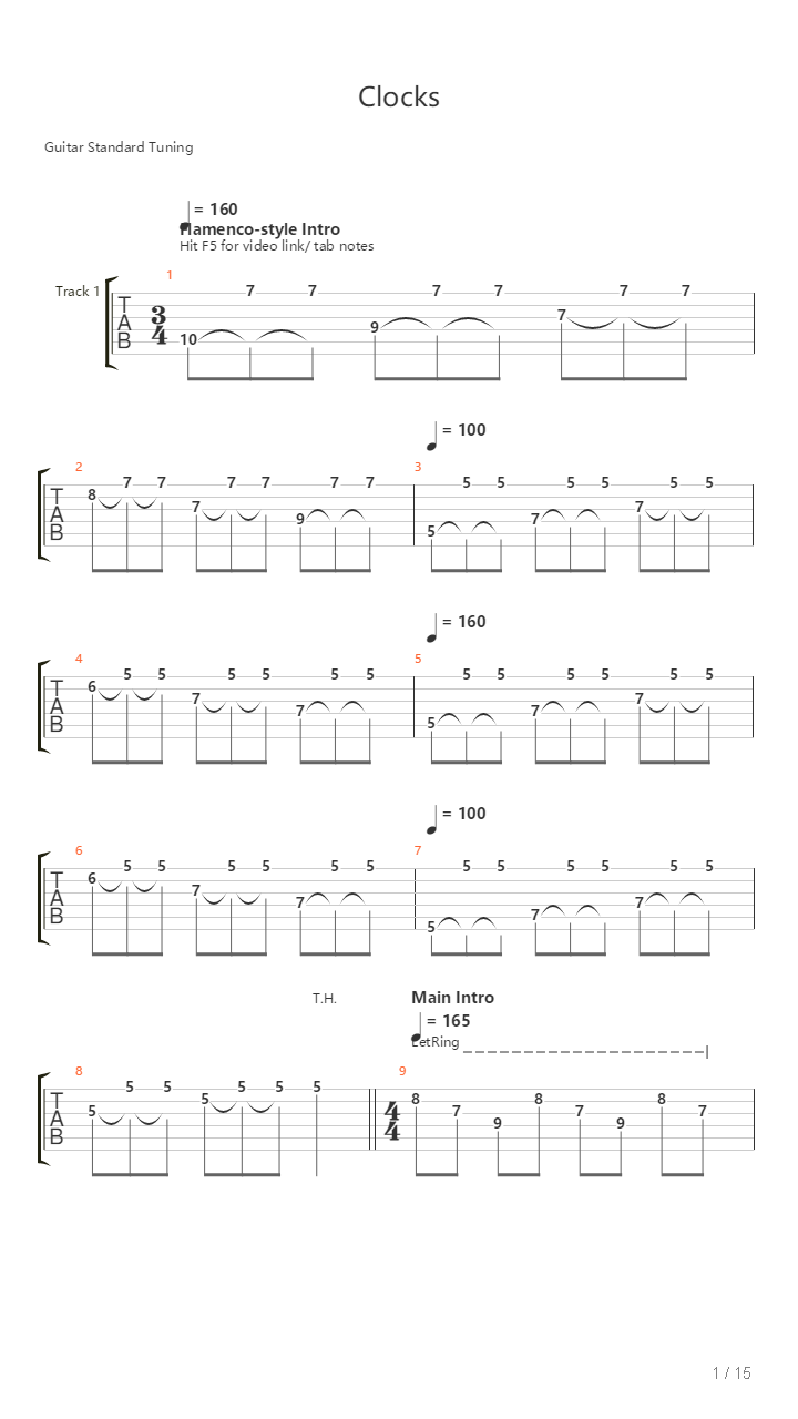 Clocks吉他谱