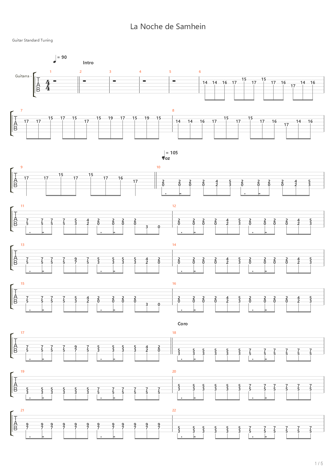 La Noche De Samhain吉他谱