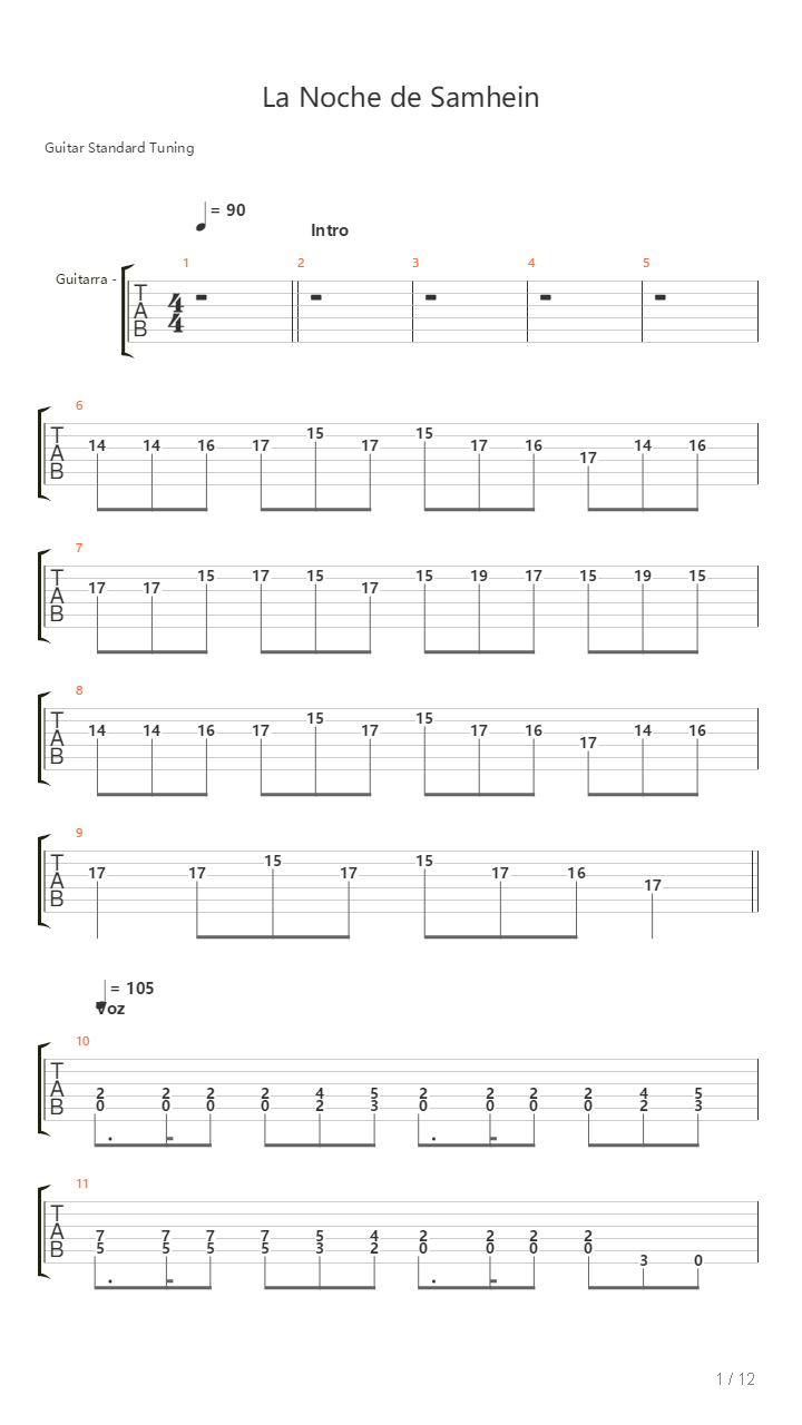 La Noche De Samhain吉他谱