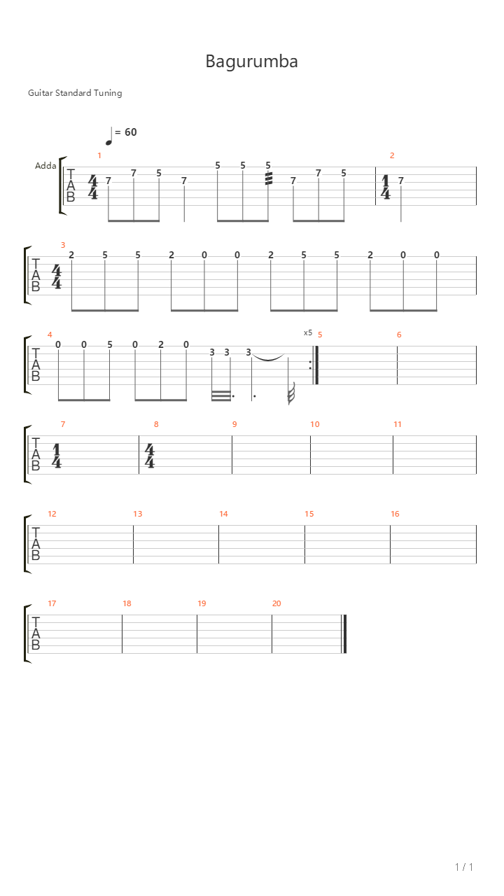 Bagurumba吉他谱