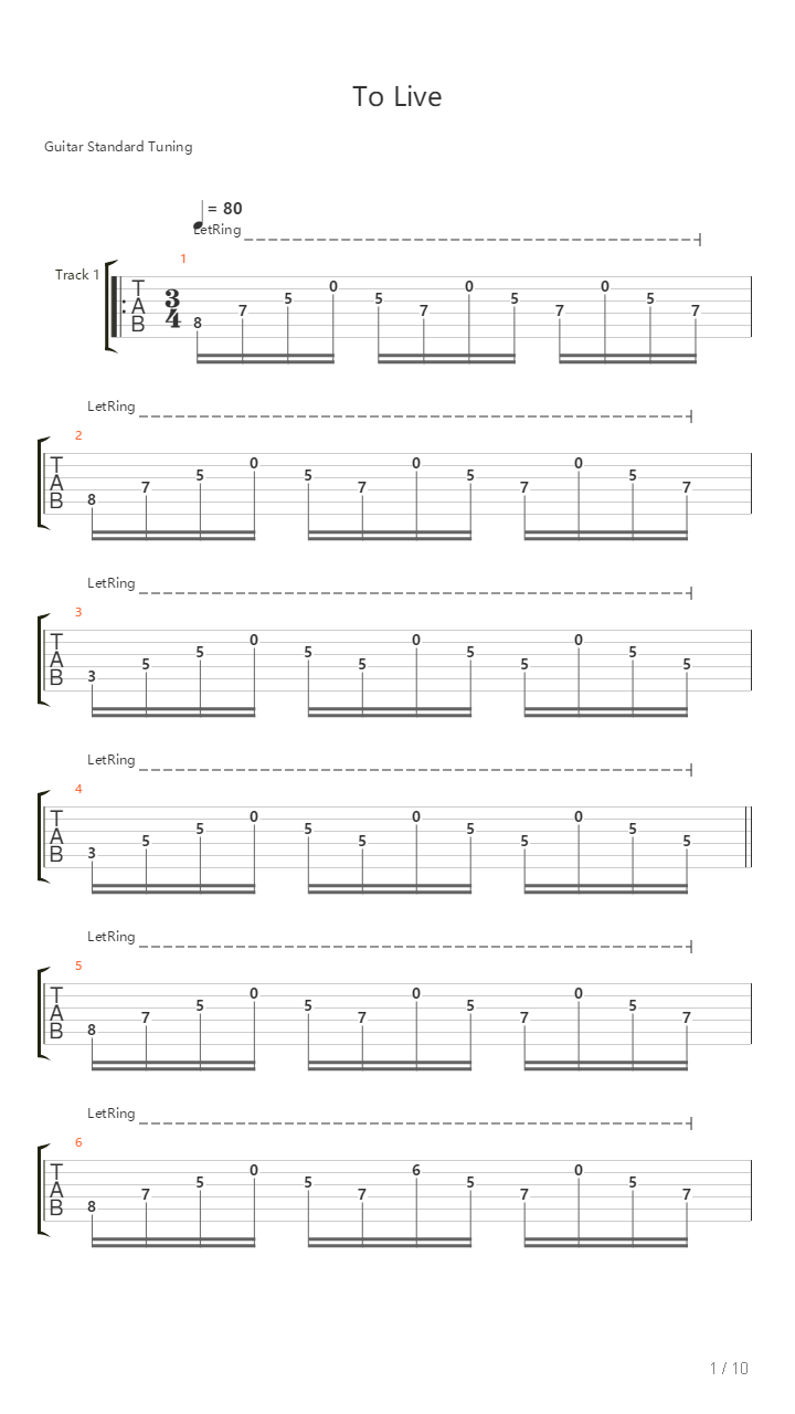 To Live吉他谱