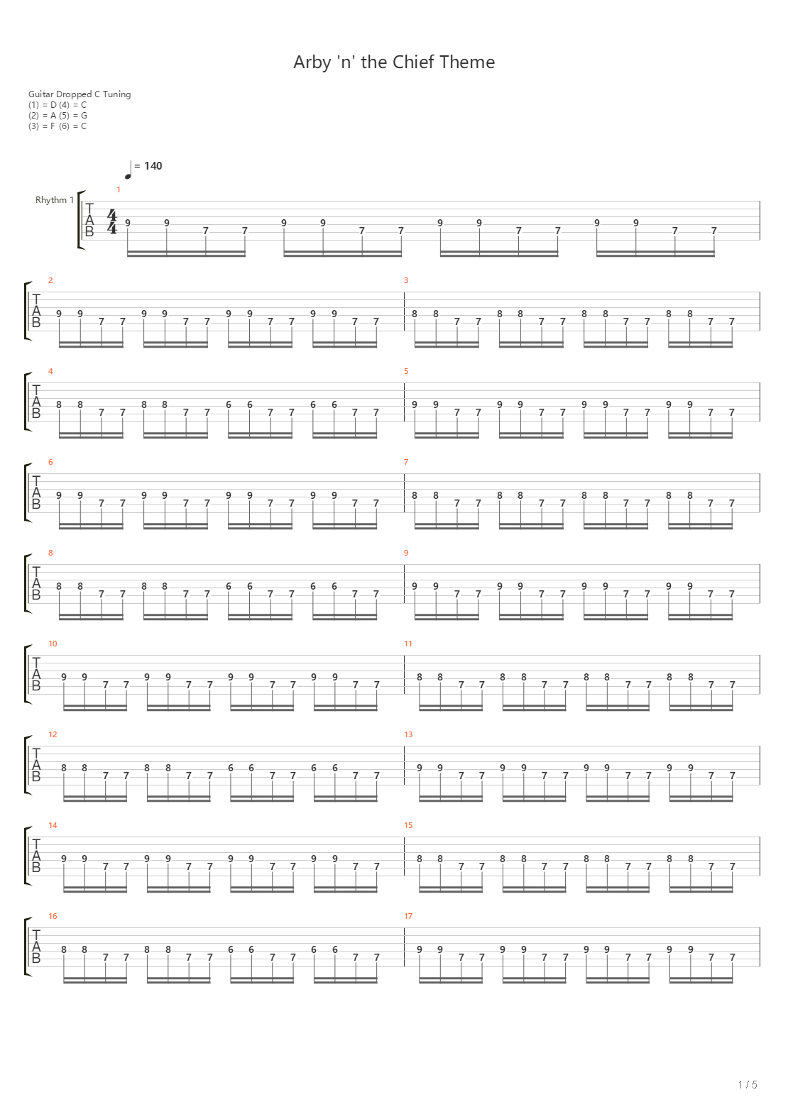 Arby N The Chief Theme吉他谱