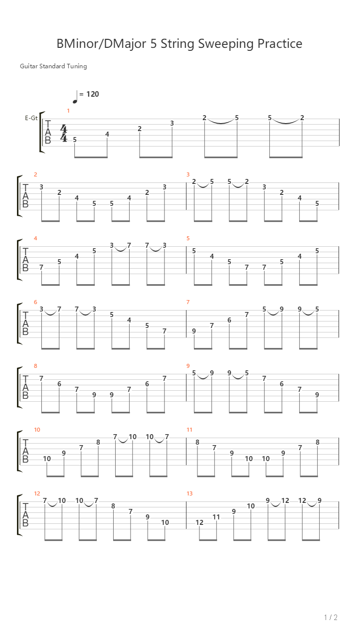 Bminordmajor 5 String Sweeping Practice吉他谱