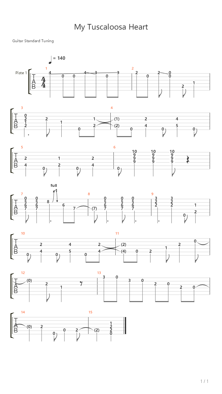 My Tuscaloosa Heart吉他谱