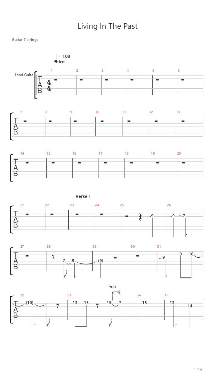 Living In The Past吉他谱