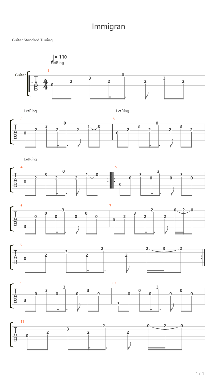 Immigran吉他谱