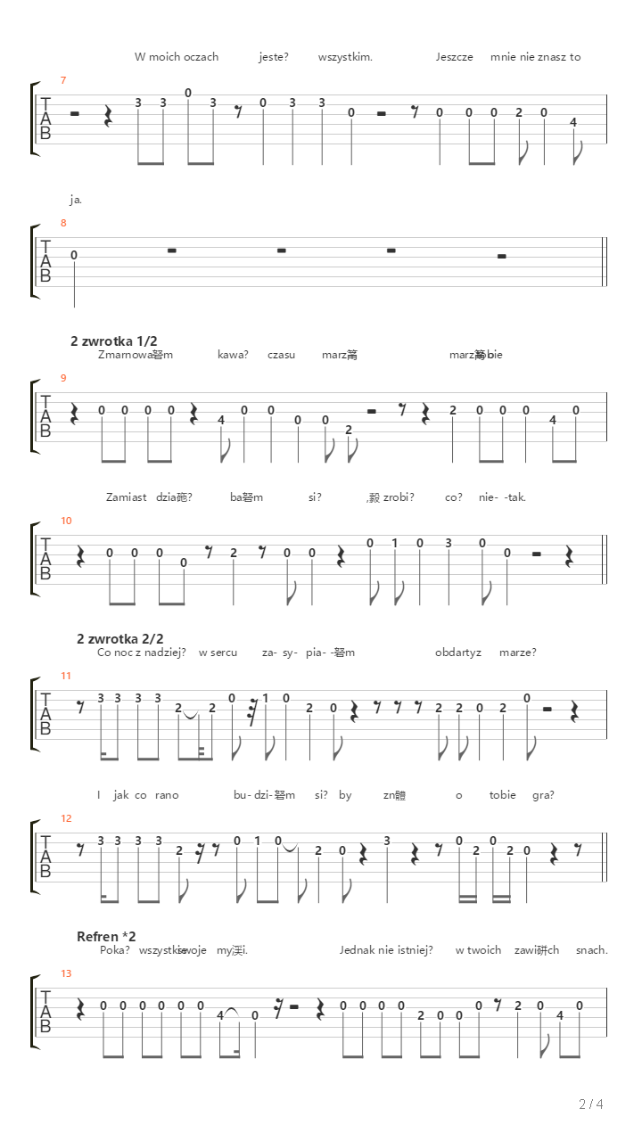 Jeszcze Mnie Nie Znasz吉他谱