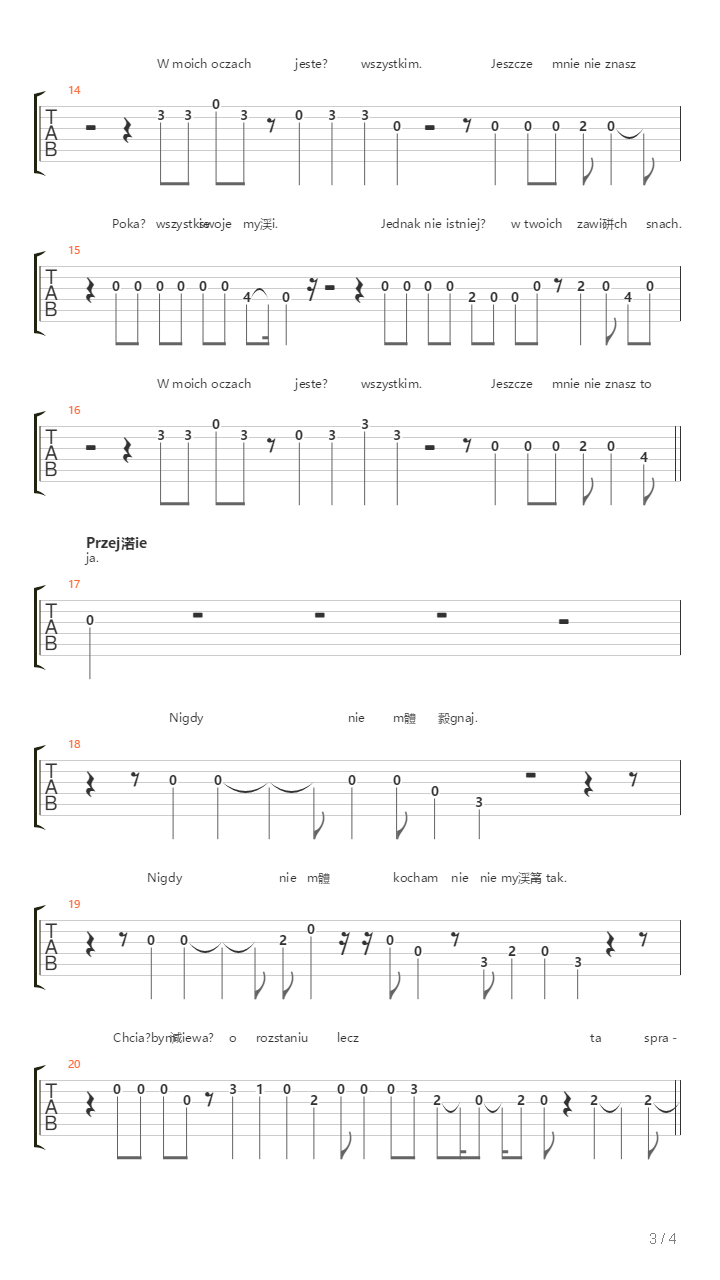 Jeszcze Mnie Nie Znasz吉他谱