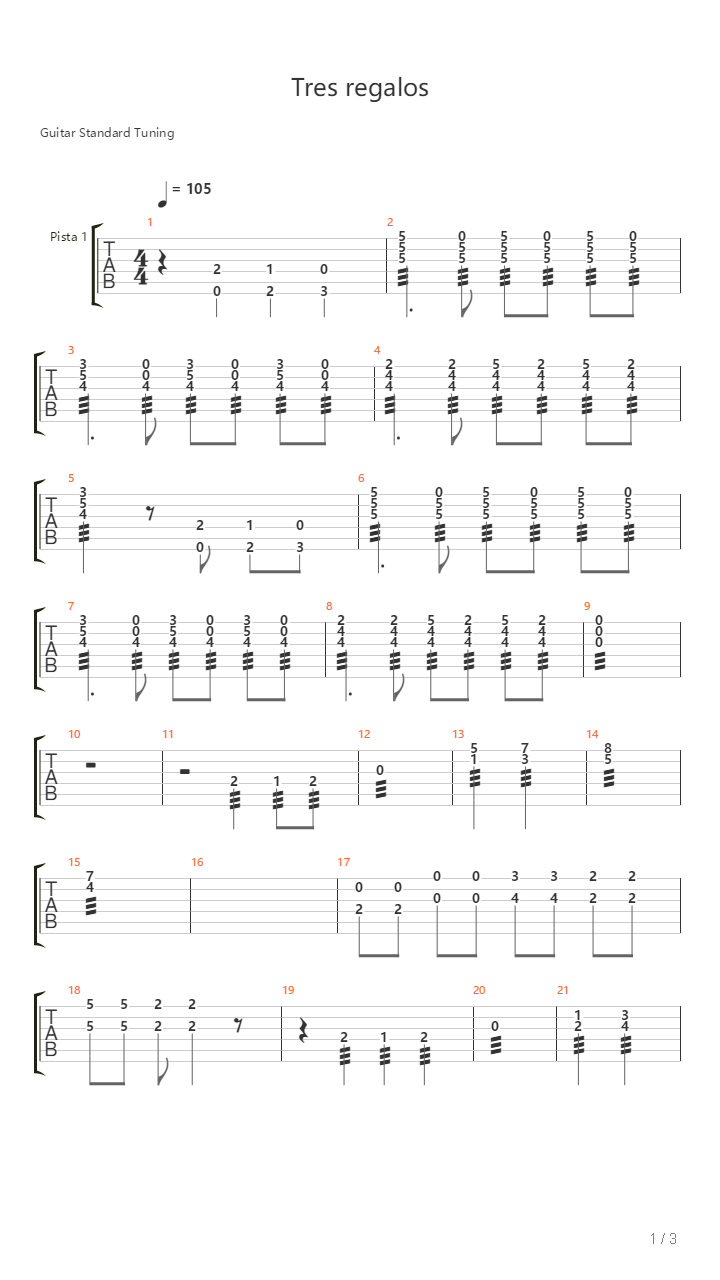 Tres Regalos吉他谱