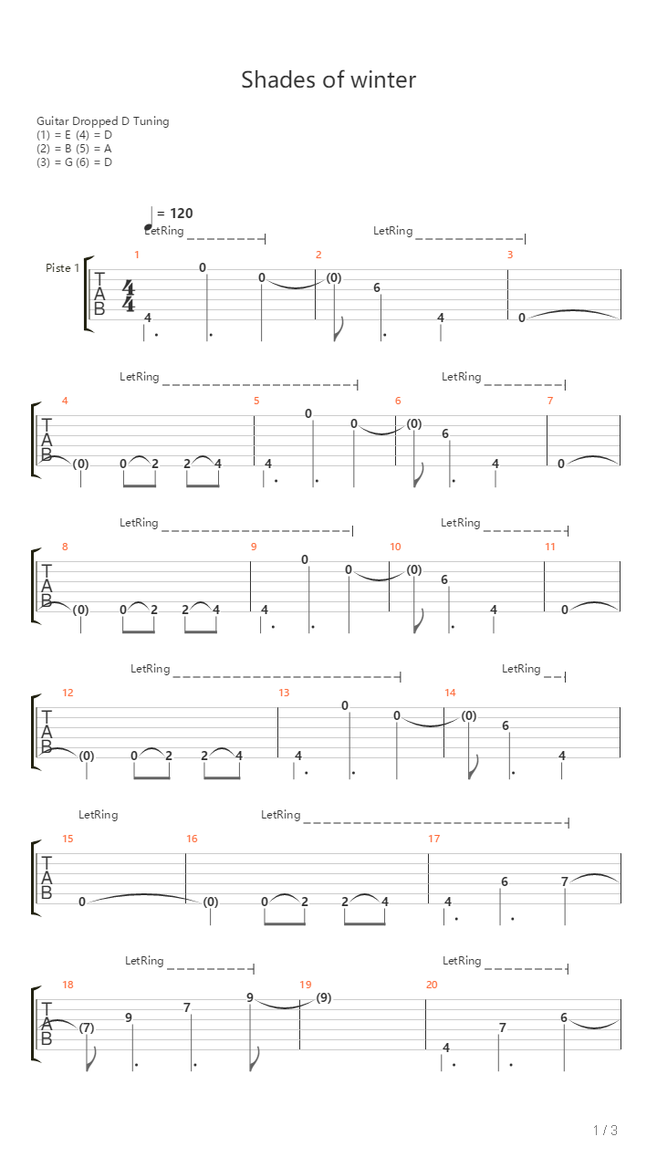 Shades Of Winter吉他谱