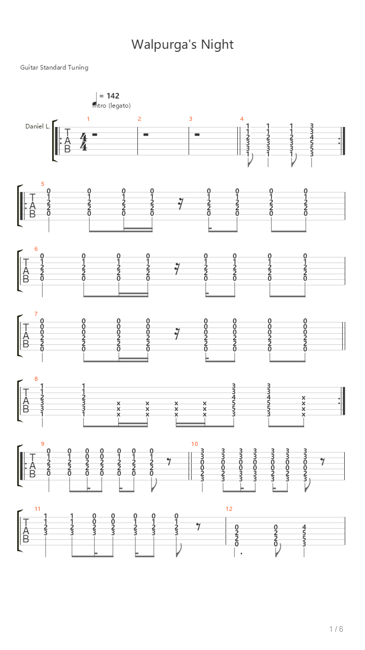Walpurgas Night吉他谱