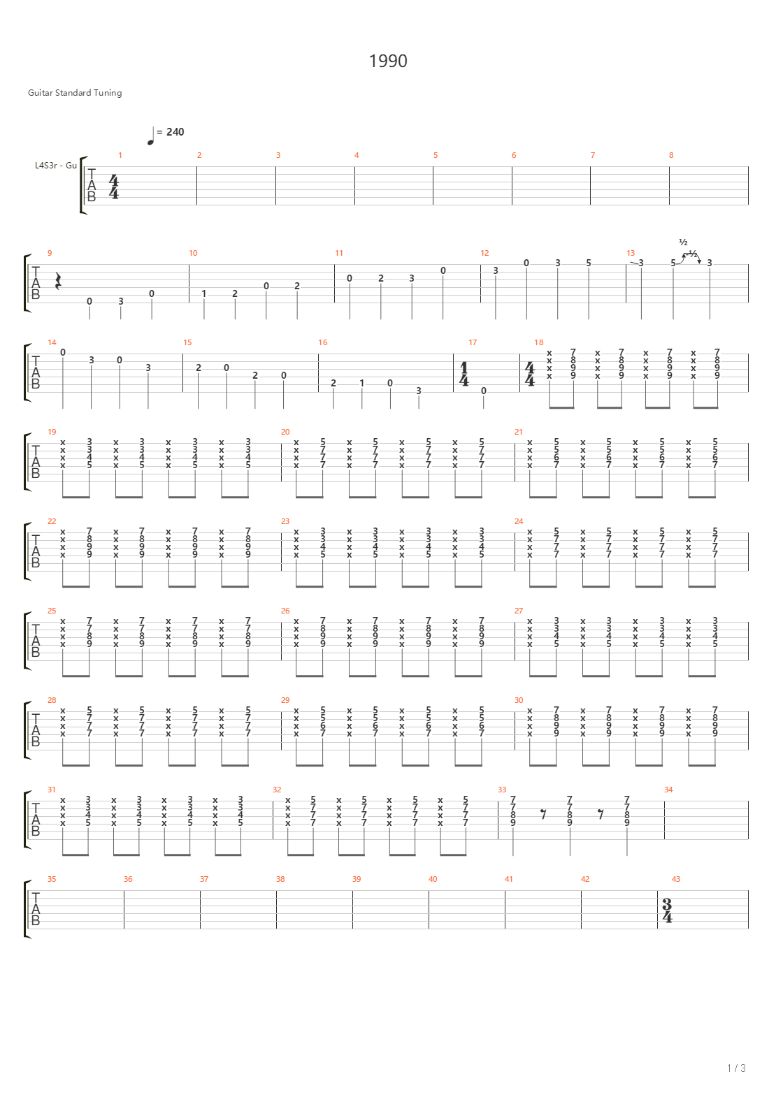 1990吉他谱