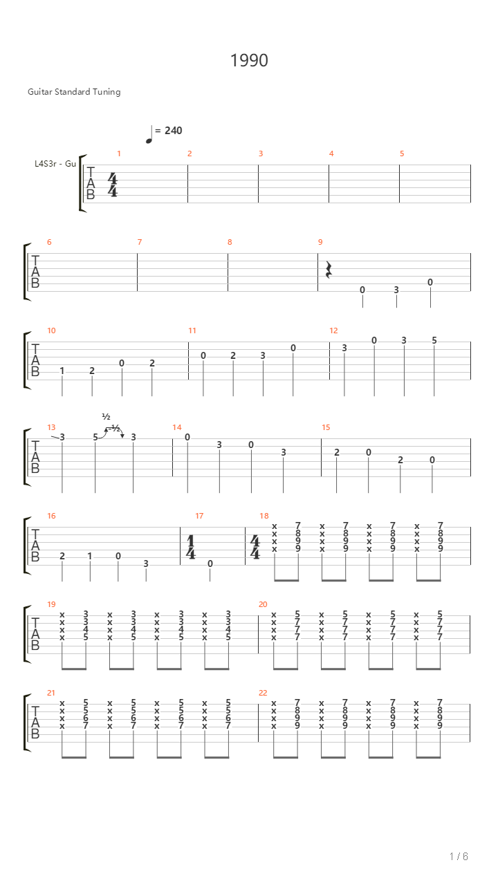 1990吉他谱