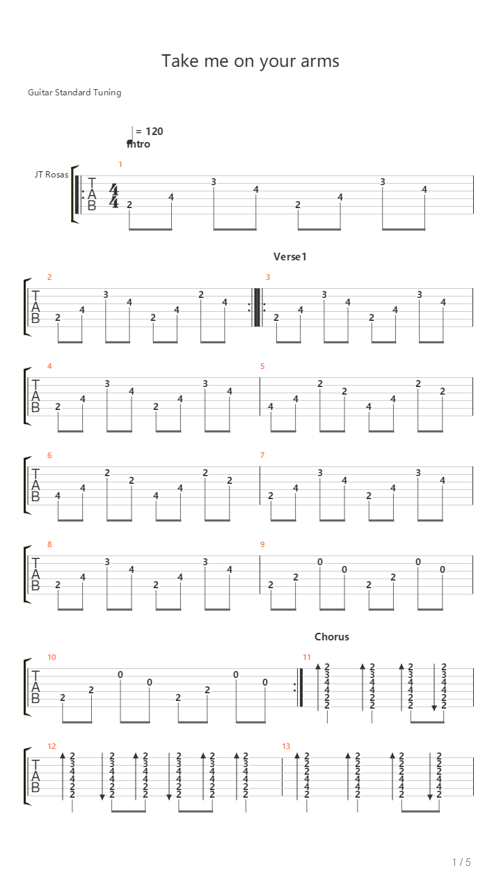 Take Me On Your Arms吉他谱