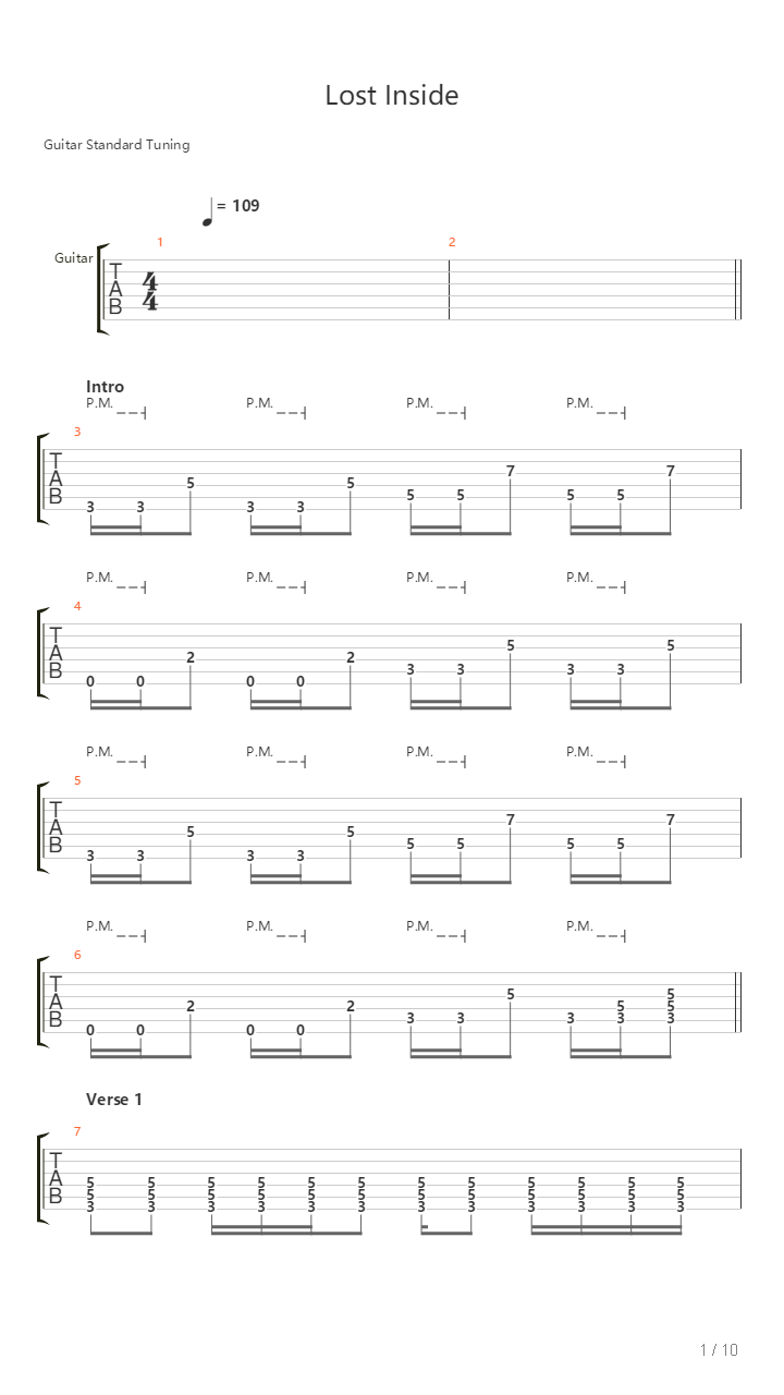 Lost Inside吉他谱
