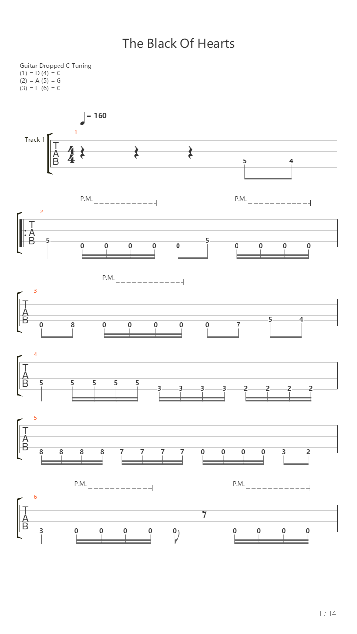 The Black Of Hearts吉他谱