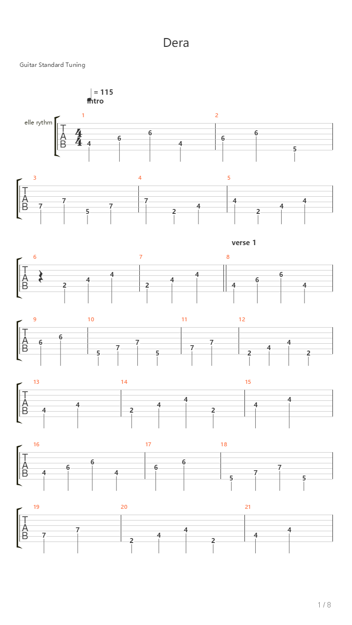 Dera吉他谱