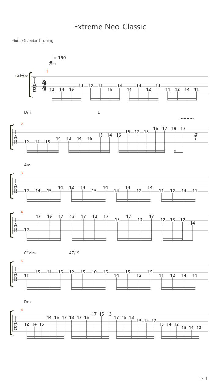 Extreme Neoclassic吉他谱